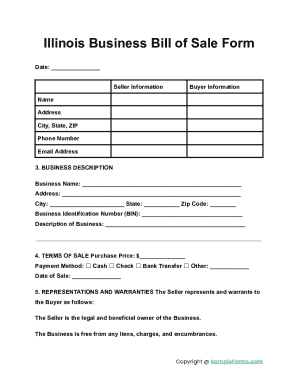 Illinois Business Bill of Sale Form