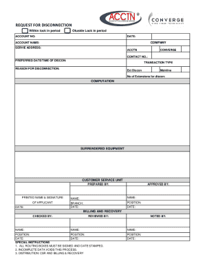 Request for Disconnection Form
