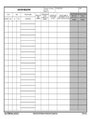 DLA Form 584 Visitor Register
