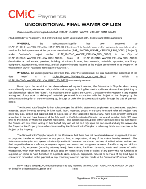 Unconditional Final Waiver of Lien