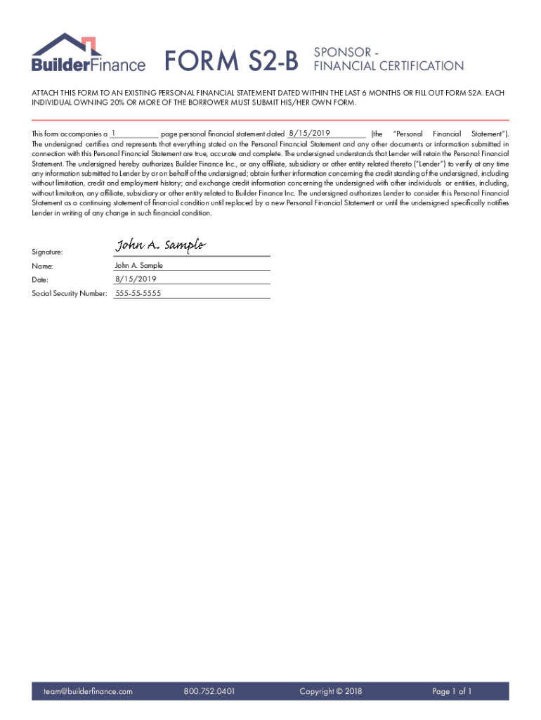 S2 S3 Form.pdf Form S2-B Financial Certification - Blank Fillable Template | Fill Out ...