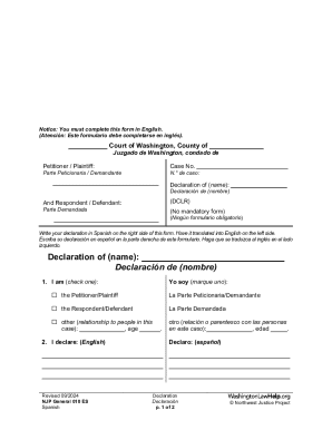 Washington Court Declaration Form