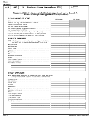 2025 US Business Use of Home Form 8829