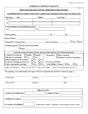 Texas Marriage Ceremony Request