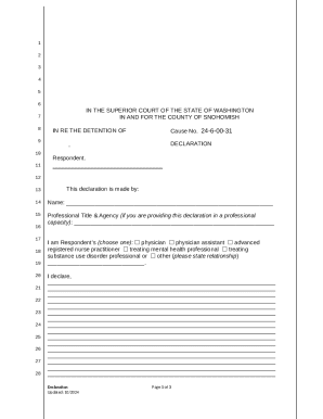 Washington Detention Declaration Form