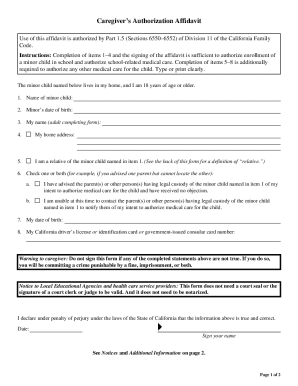California Caregiver’s Authorization Affidavit