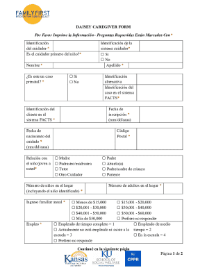 Daisy Caregiver Form