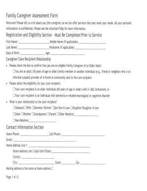 Family Caregiver Assessment Form