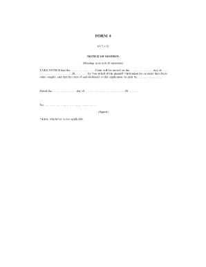 Notice of Motion Form