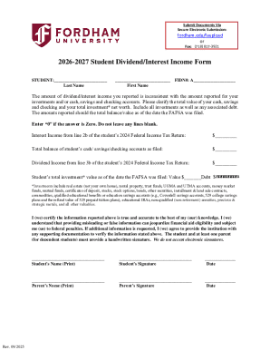 2026-2027 Student Dividend/Interest Income Form