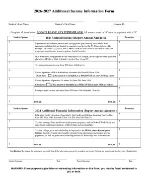 2026-2027 Additional Income Information Form