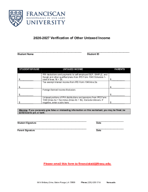 2026-2027 Verification of Other Untaxed Income