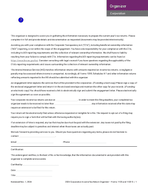 2024 Corporation Income Tax Return Organizer