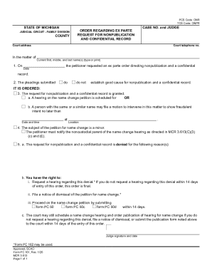 Michigan Nonpublication and Confidential Record Order