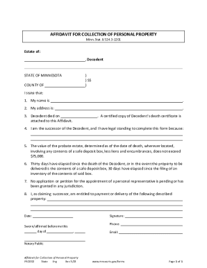 Affidavit for Collection of Personal Property