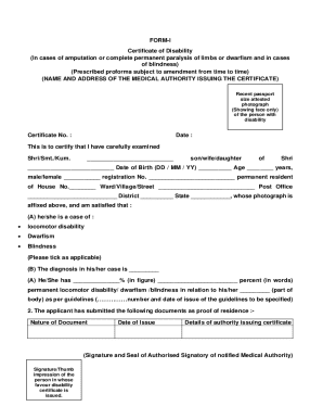 Certificate of Disability