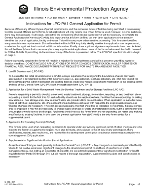 Illinois LPC-PA1 General Application for Permit
