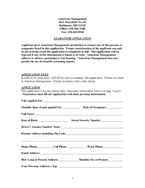 Guarantor Application for Residential Rental