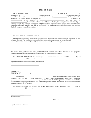 Bill of Sale Form