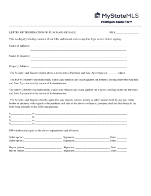 Michigan Termination of Purchase and Sale