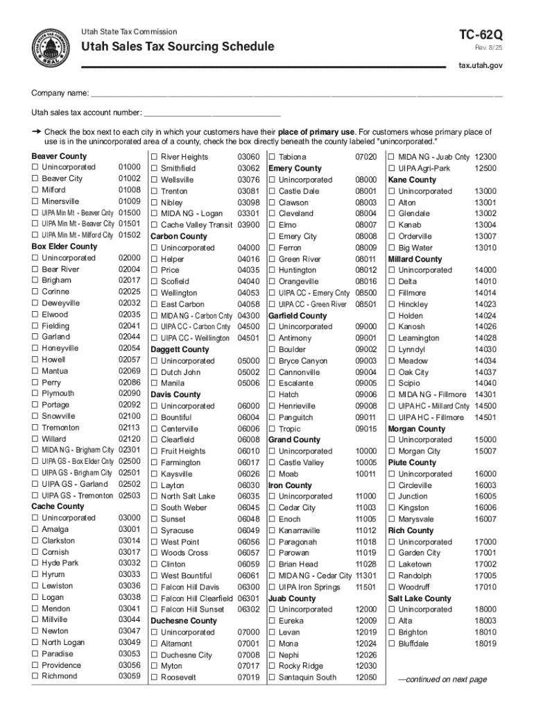 Utah sales tax account number: Preview on Page 1