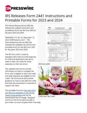 IRS Form 2441 Instructions and Printable Forms