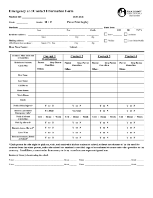 Emergency and Contact Information Form