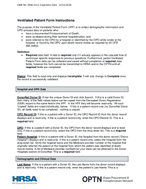 Ventilated Patient Form