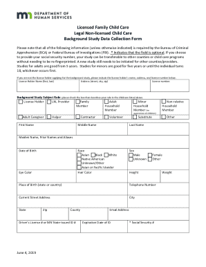 Minnesota Background Study Data Collection Form