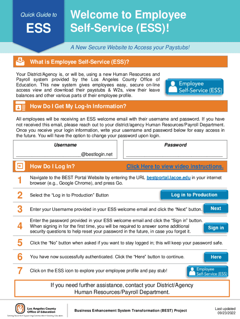 Fillable Online Welcome to Employee Self-Service (ESS)! Fax Email Print ...