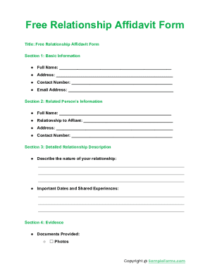 Relationship Affidavit Form