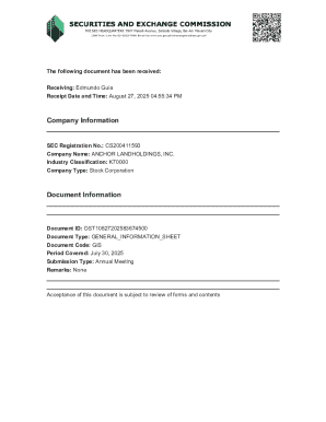 General Information Sheet for Stock Corporation