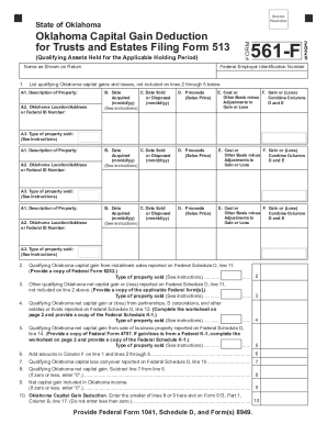 Fillable Online Oklahoma Capital Gain Deduction for Trusts and