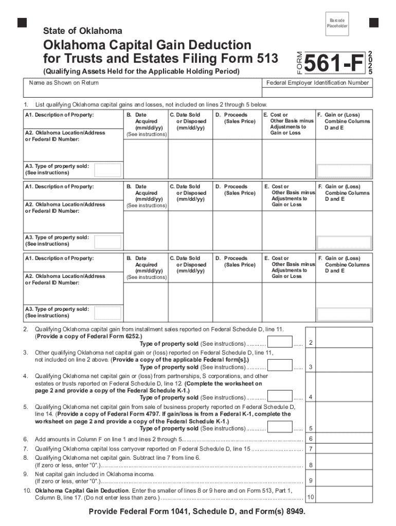Fillable Online Oklahoma Capital Gain Deduction for Trusts and Preview on Page 1