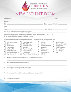 ChiroThin Weight Loss Program Form