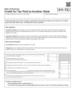 Desktop: Oklahoma - Credit for Taxes Paid to Another State