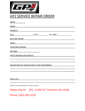 GP2 Service Repair Order