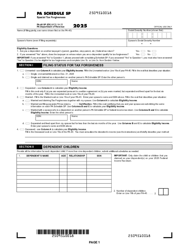 Personal Income TaxPennsylvania Department of Revenue Preview on Page 1