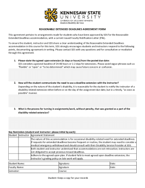 Reasonable Extended Deadlines Agreement Form