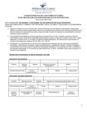 Parental Decline Consent Health Care Form