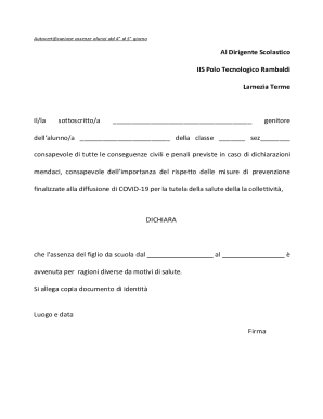 Italian Student Absence Self-Certification Form