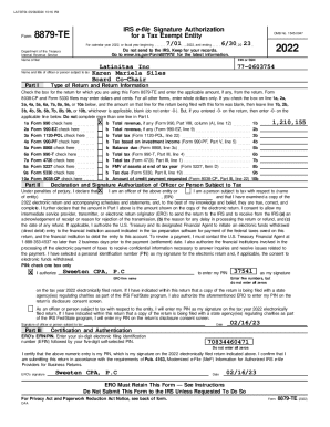 IRS Form 8879-TE Signature Authorization