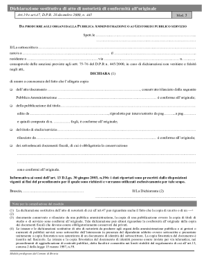 Italian Declaration of Conformity to Original