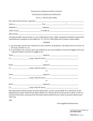 Italian Family Cohabitation Declaration Form