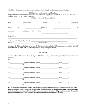 Italian Residence and Family Status Declaration Form