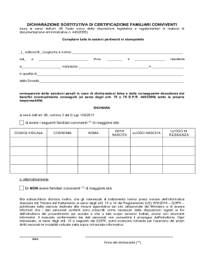 Italian Family Declaration Form
