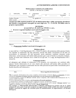 AUTOCERTIFICAZIONE CONVIVENTI
