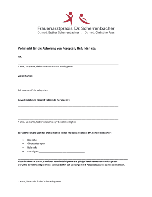 German Medical Power of Attorney for Prescription Pickup
