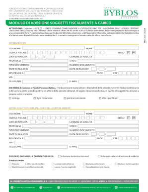 Fondo Pensione Byblos Adhesion Form