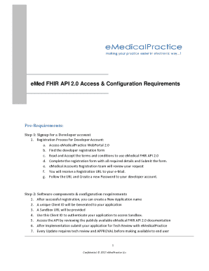 eMed FHIR API 2.0 Registration Form